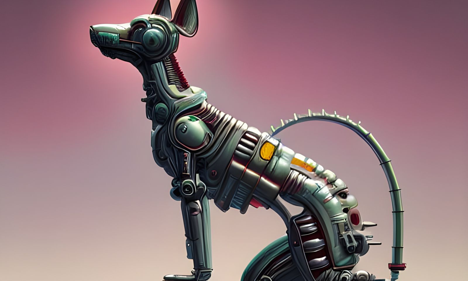 Biomechanical Alsatian Dog Deity in Sci-Fi Style