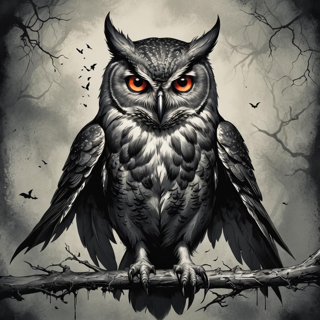 Owl Vampire: A Darkly Avian Digital Portrait