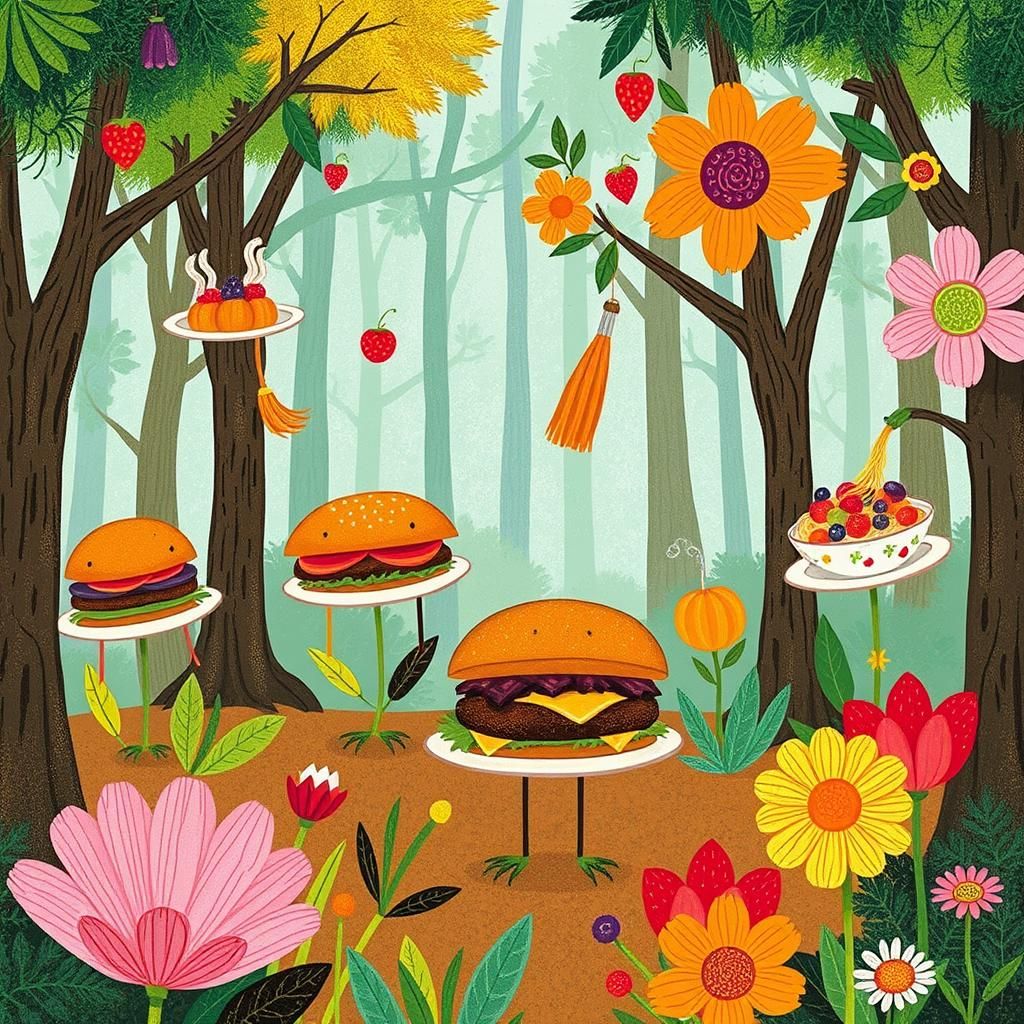 Whimsical Forest of Anthropomorphic Food Plates