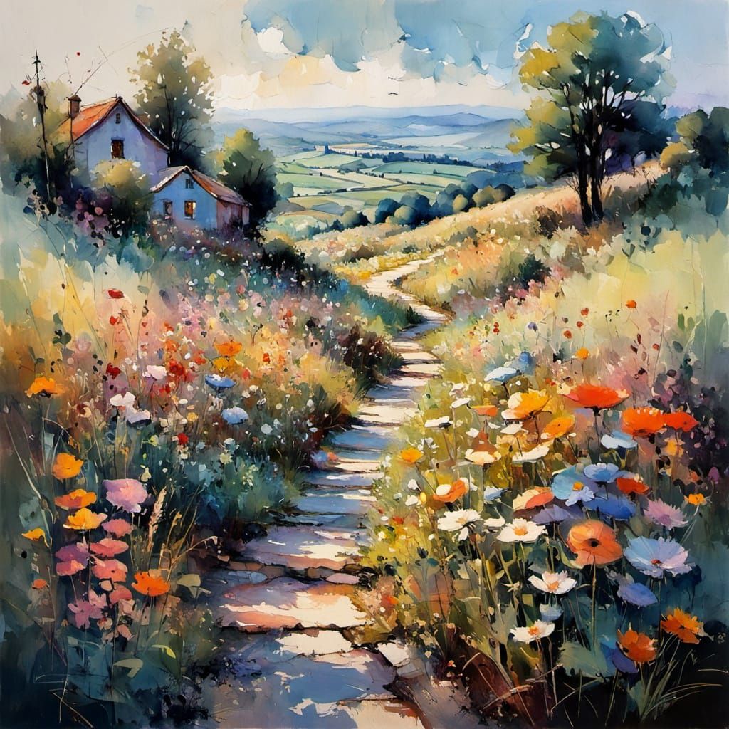 Colorful Summer Flowers in Soft Light: Encaustic Painting