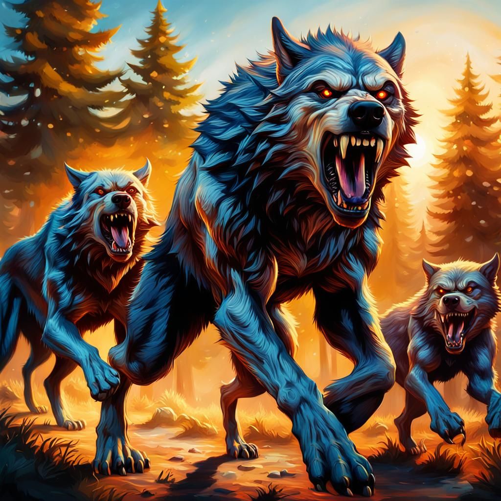 Alpha Werewolf Gnash in Surrealist Oil Painting