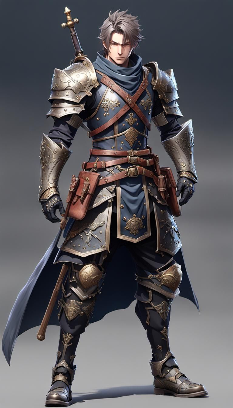 Detailed Medieval Anime Mercenary in 3D