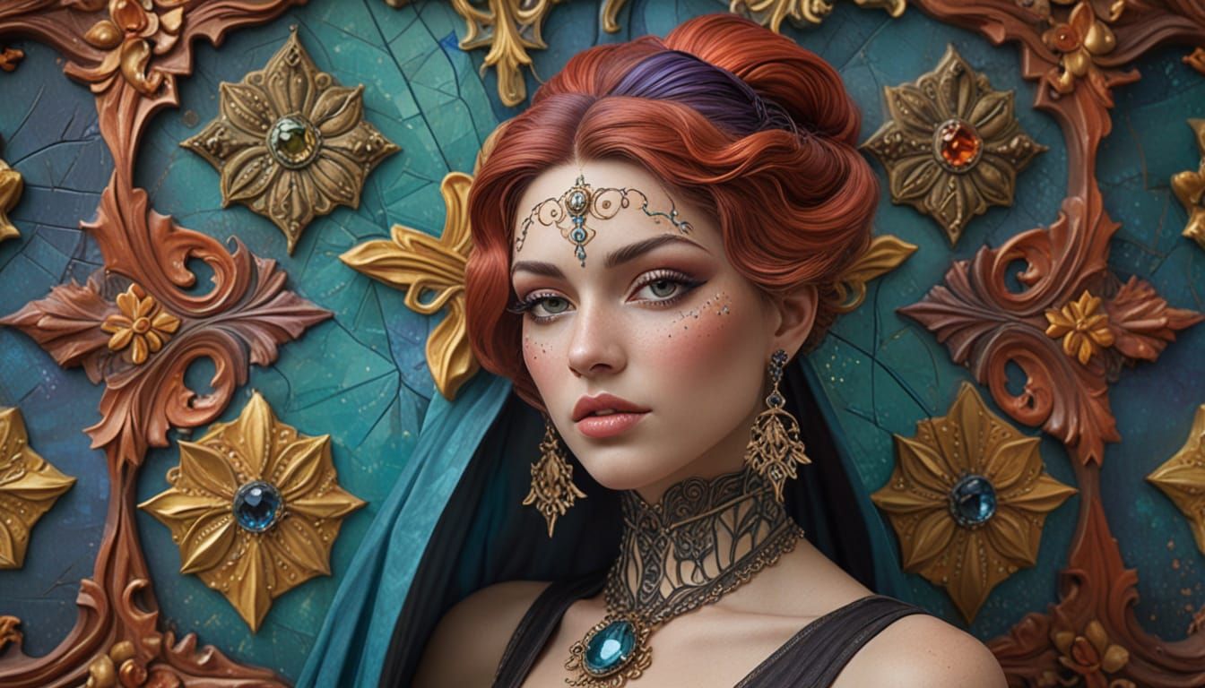 Art Nouveau Goddess in Embossed Relief