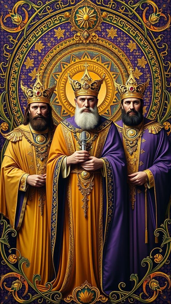 Trinity of the New God Donald Trump Gustav Klimt contrasting...