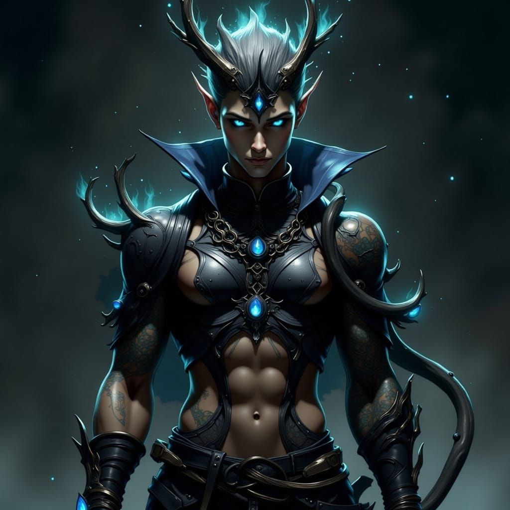 Androgynous Fae Hunter Exudes Primal Energy in Dark, Futuris...