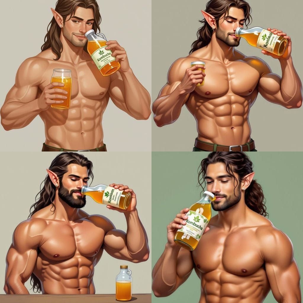 Muscular Elf Drinks Kombucha, Flaunting Health