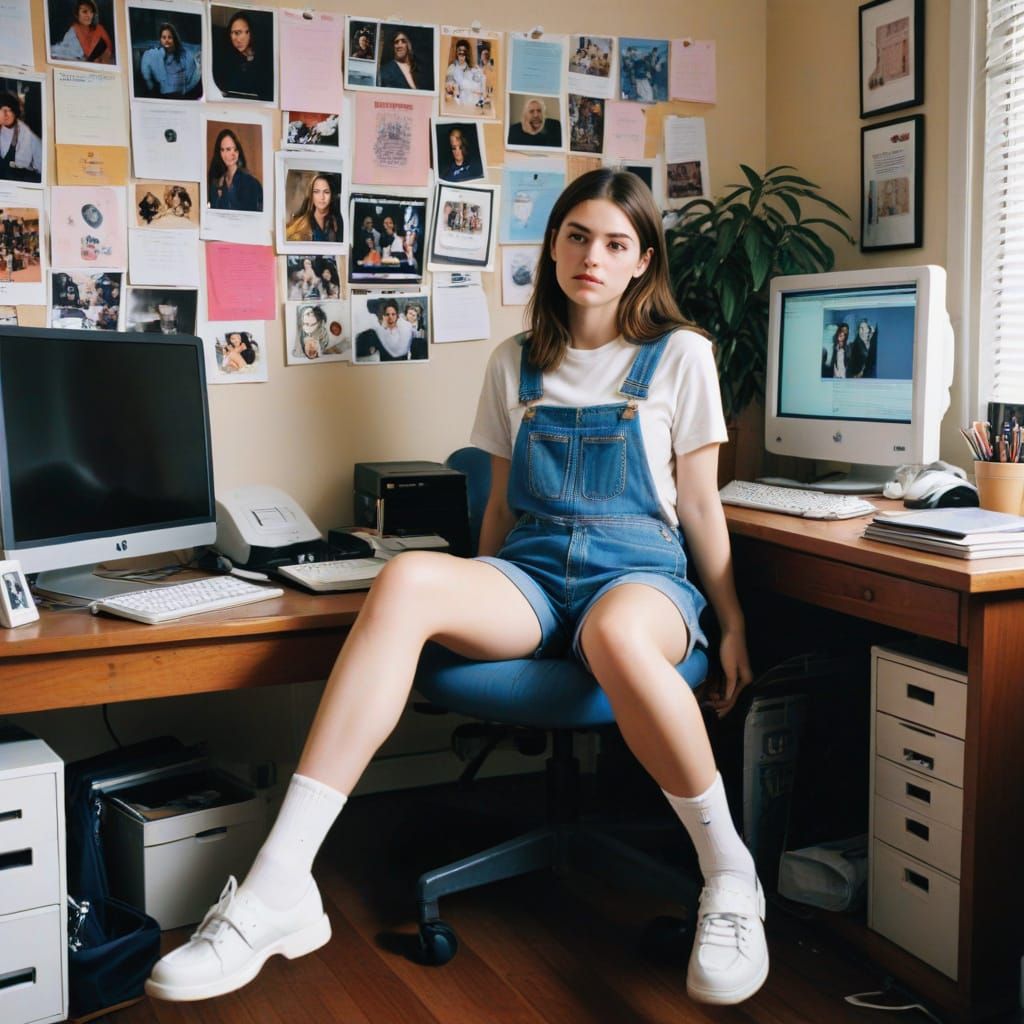 Teen Girl in 2000s Bedroom with Dreamy Film Aesthetic