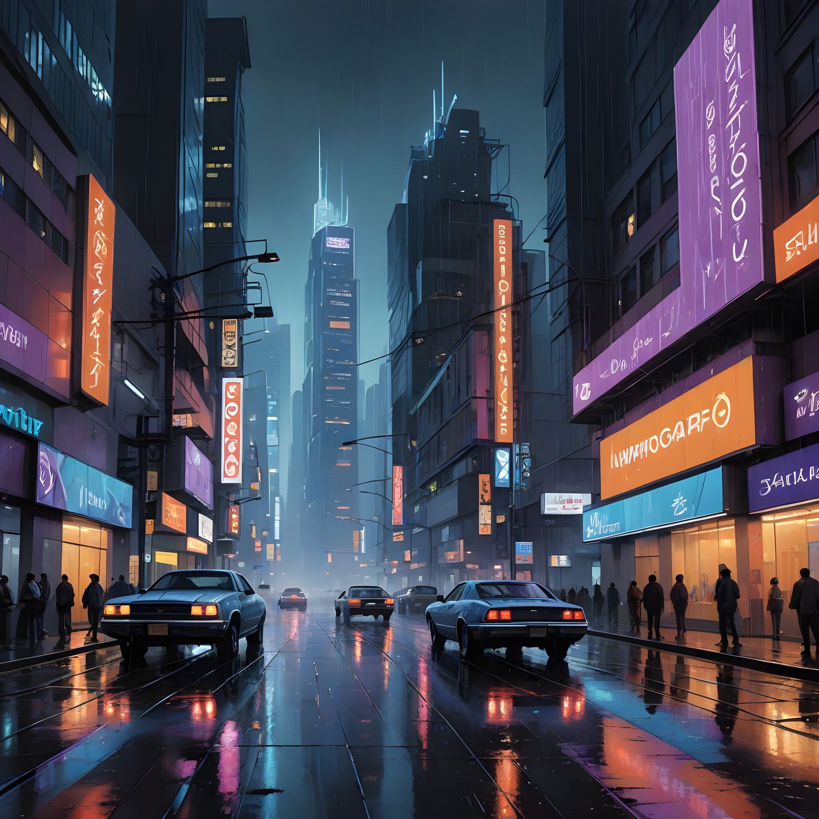 Epic Mega-City Under Rainy Skies in Hyperrealistic HDR