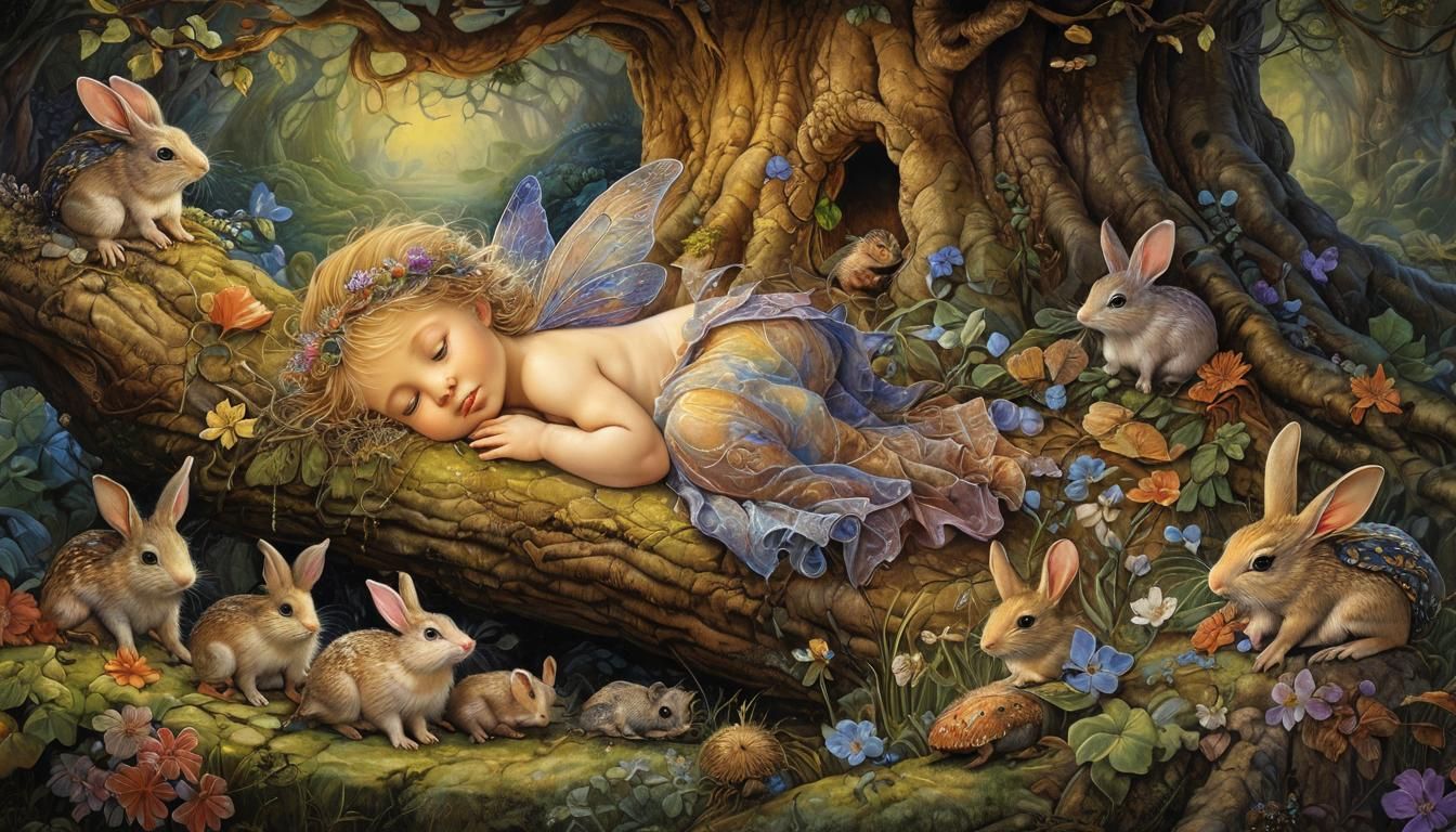 Baby Fairy Sleeping, Visionary Fantasy Art