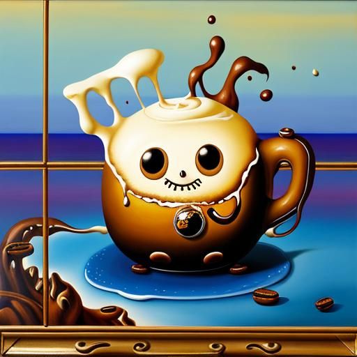 Surreal Coffee Cream Creature in Dali Style