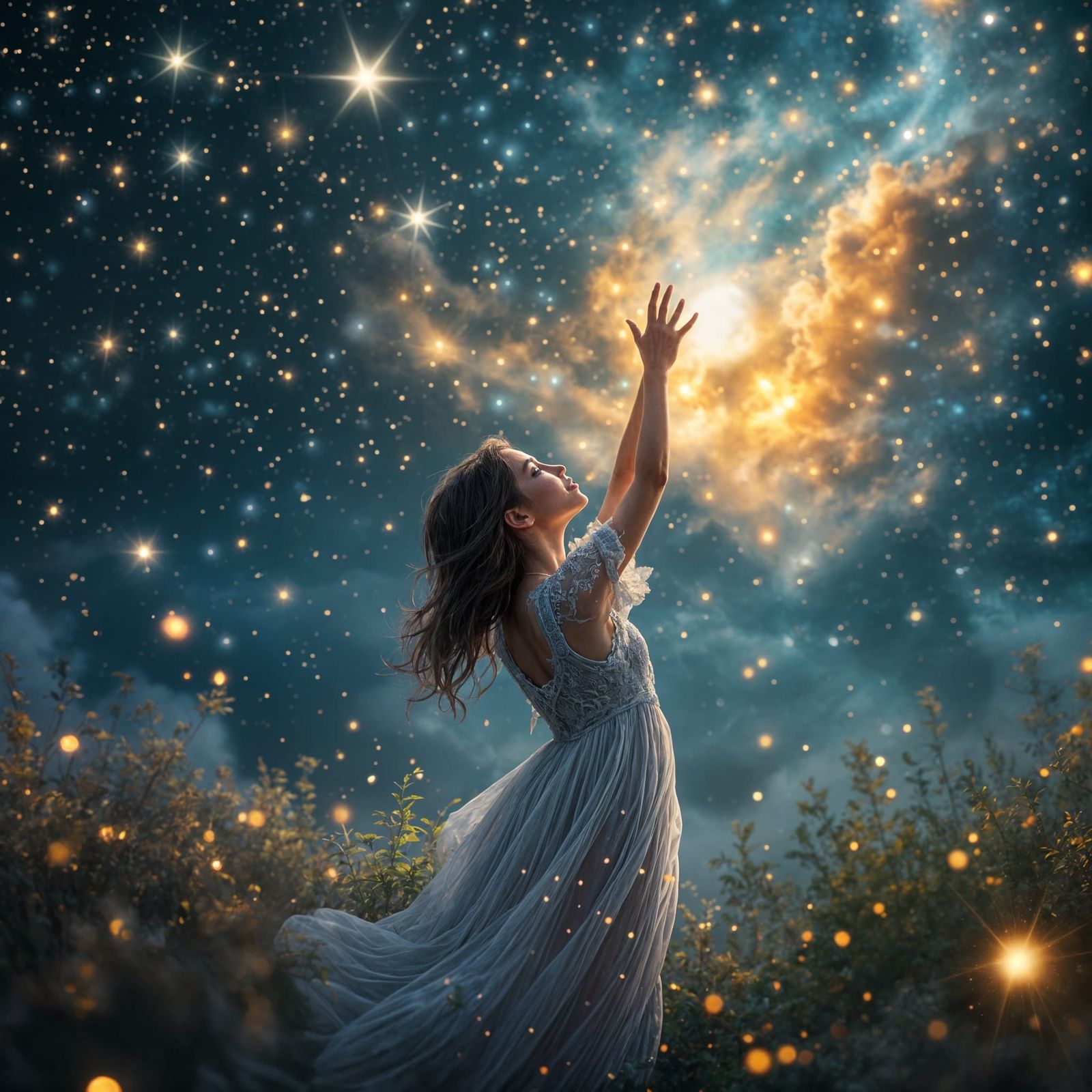 Epic Starlight Scene in Hyperrealistic Digital Art