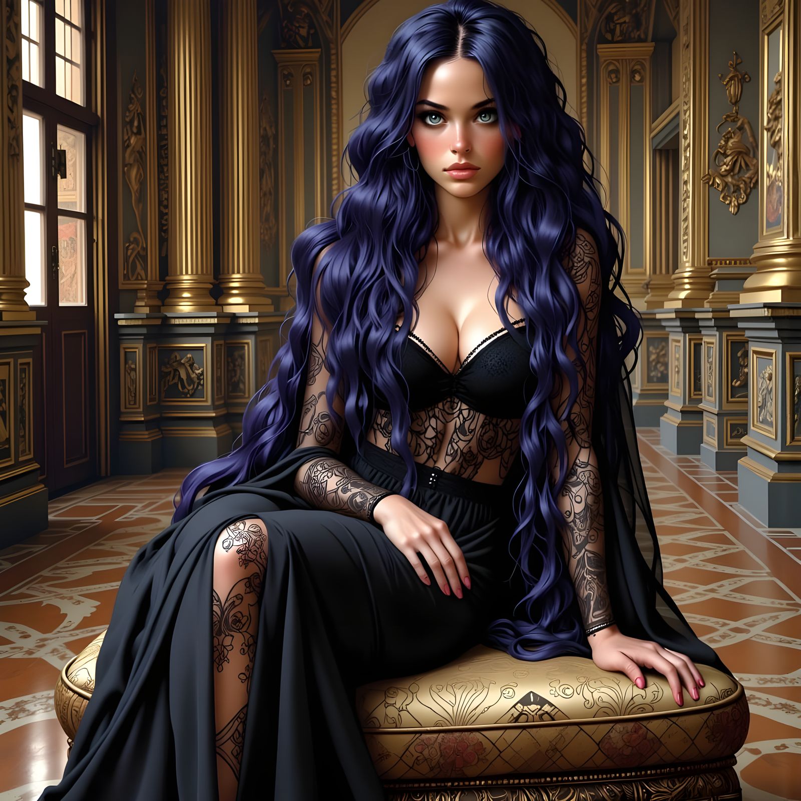 Woman with blue-black hair 1