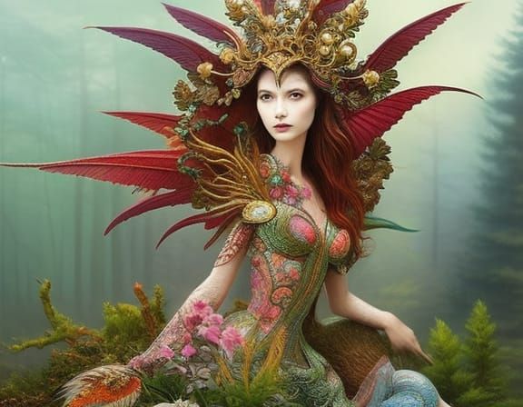 Woman in Mycelium Network: Dynamic Fashion Magazine Art