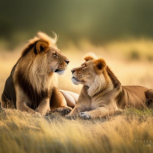 Lions at Sunset: National Geographic Style Close-Up