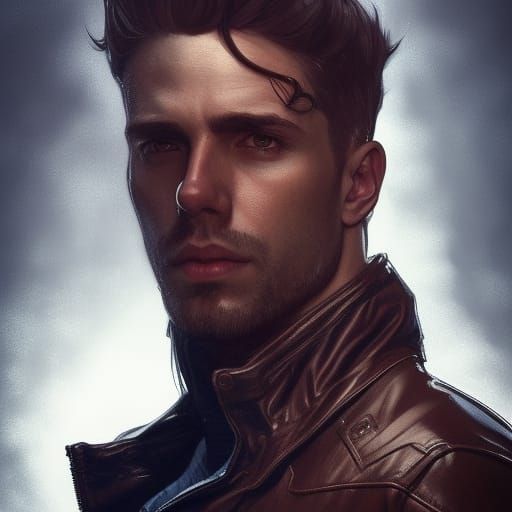 Detailed Portrait of Man in Leather Jacket