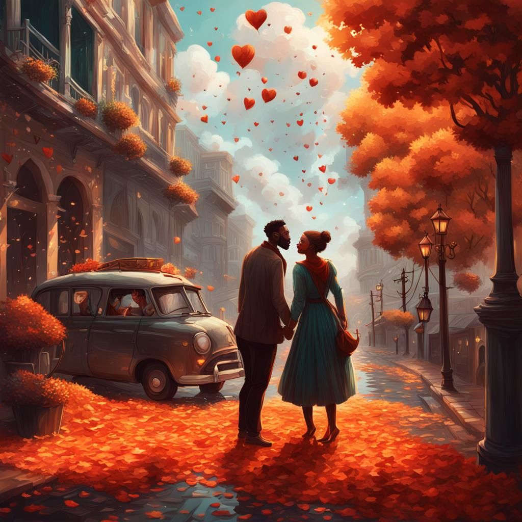 Heartfelt Illustration of Two People Falling in Love