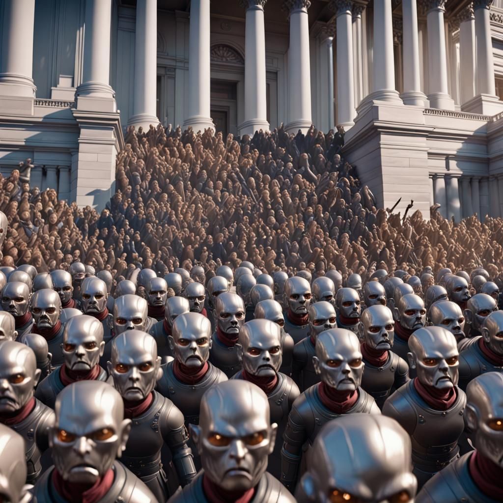 Angry Bobbleheads Storming the Capitol: 3D Game Cinematic