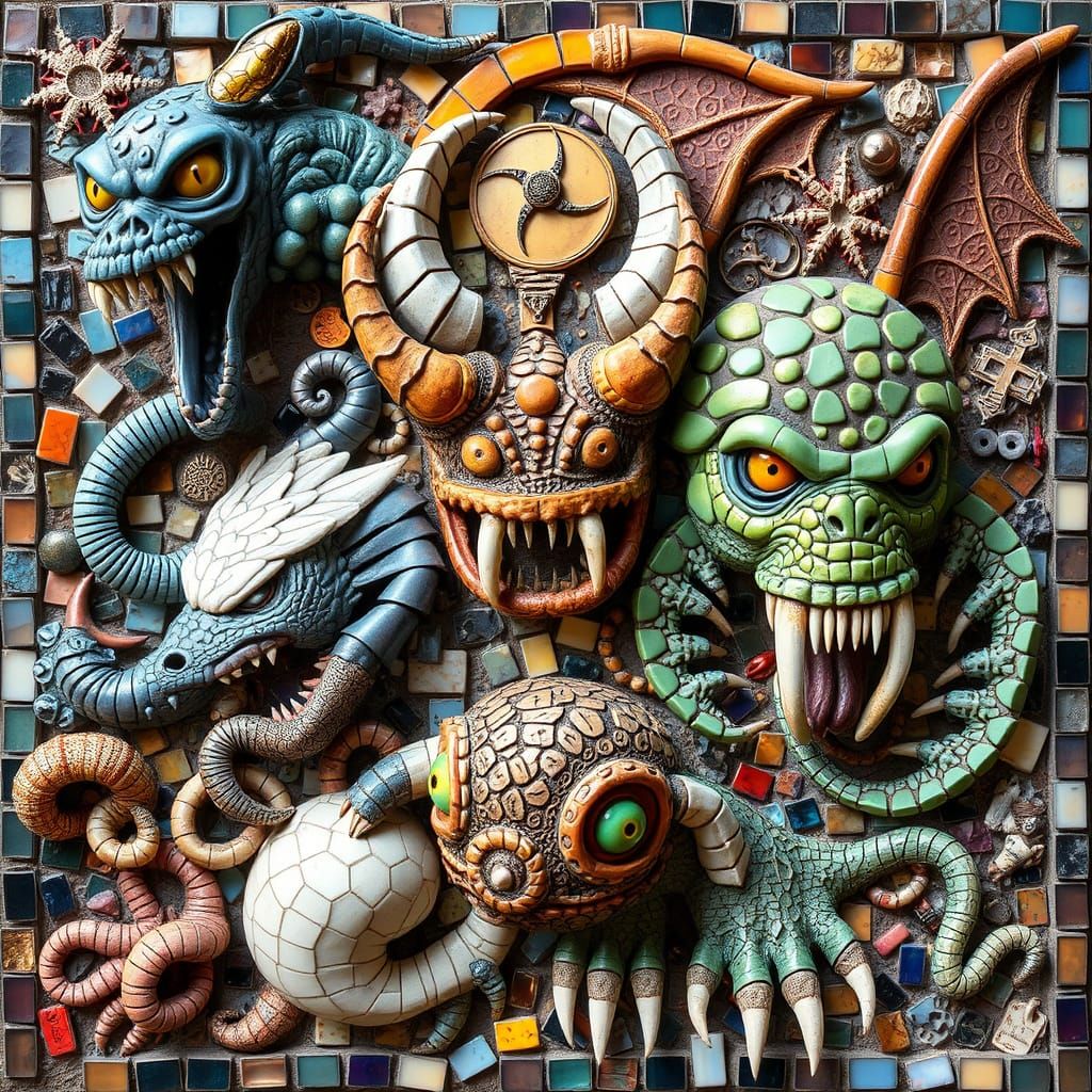 Vibrant Mosaic Creatures