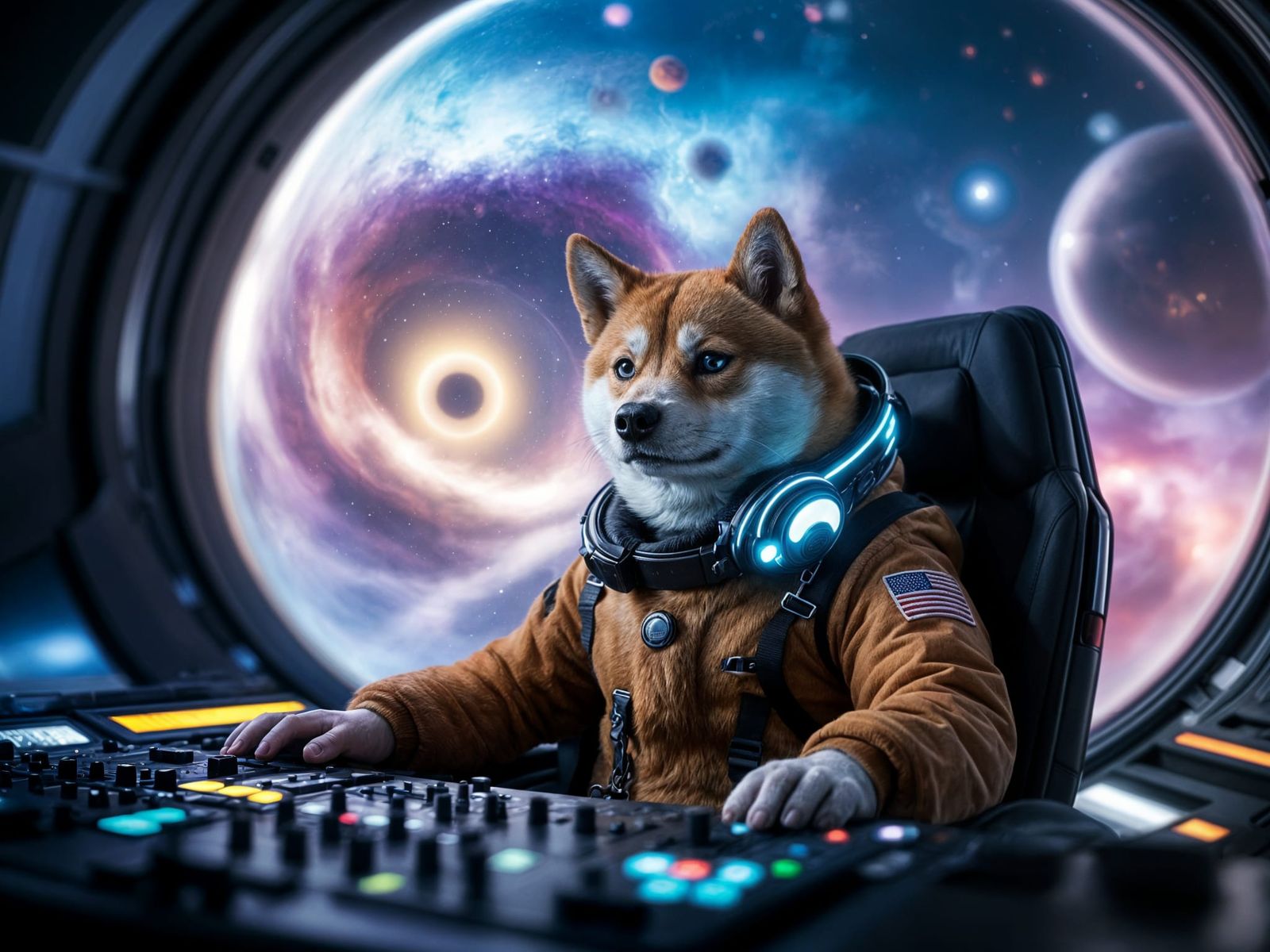 Cosmic DJ Shiba Inu Astronaut in SpaceX Starship