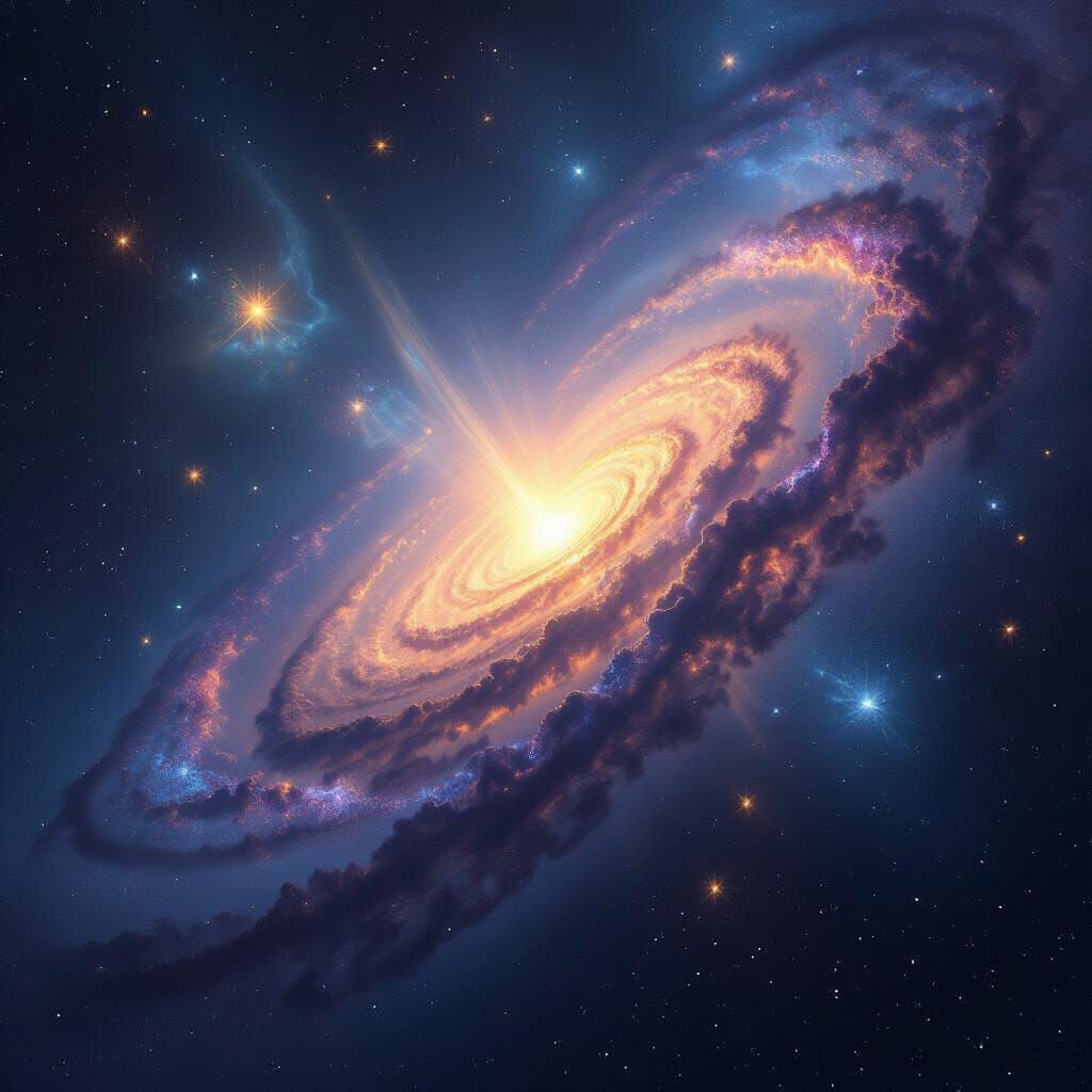 Vast Spiral Galaxy in Deep Space Photography