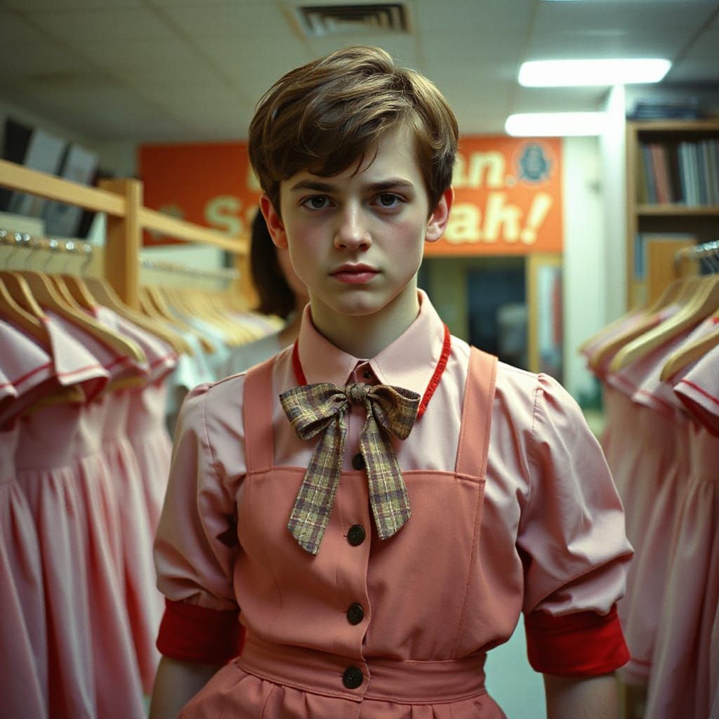 Young Man Embarrassed in Women's Clothing Store