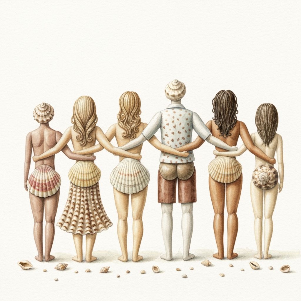 Seashell People: A Whimsical Watercolor Painting