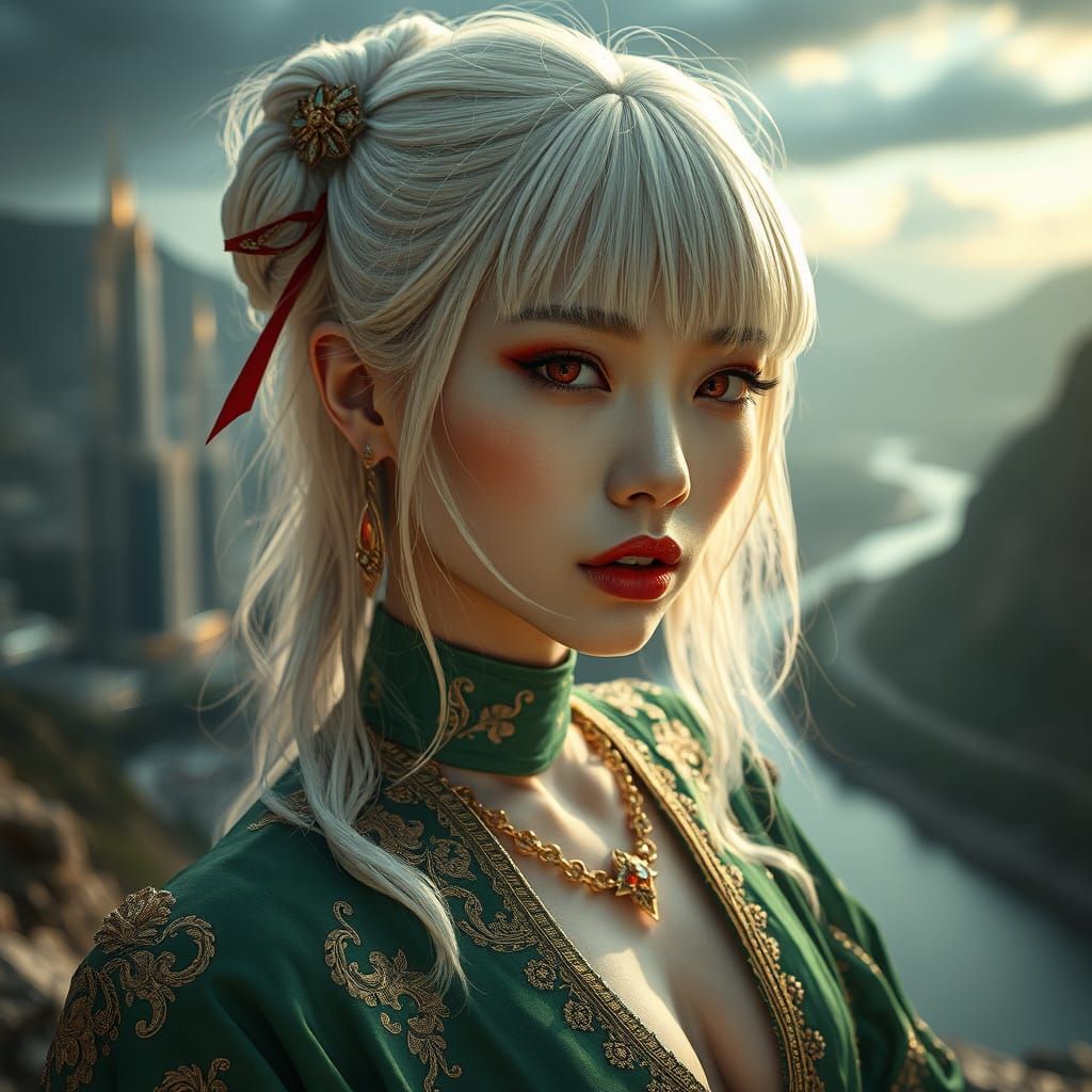 Ethereal Vampire Princess in Jade and Gold