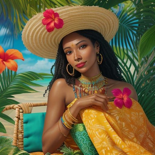 Serene Caribbean Beauty Relaxing in Paradise