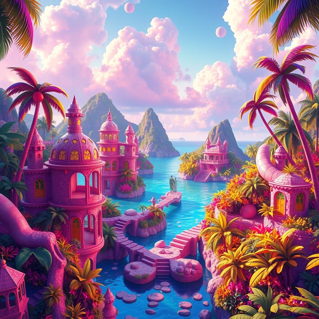 Surreal Polynesian Candyland Paradise