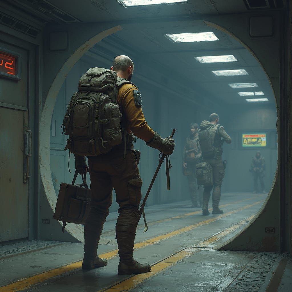 Sci-Fi Scavenger's Discovery in Empty Space Cabin