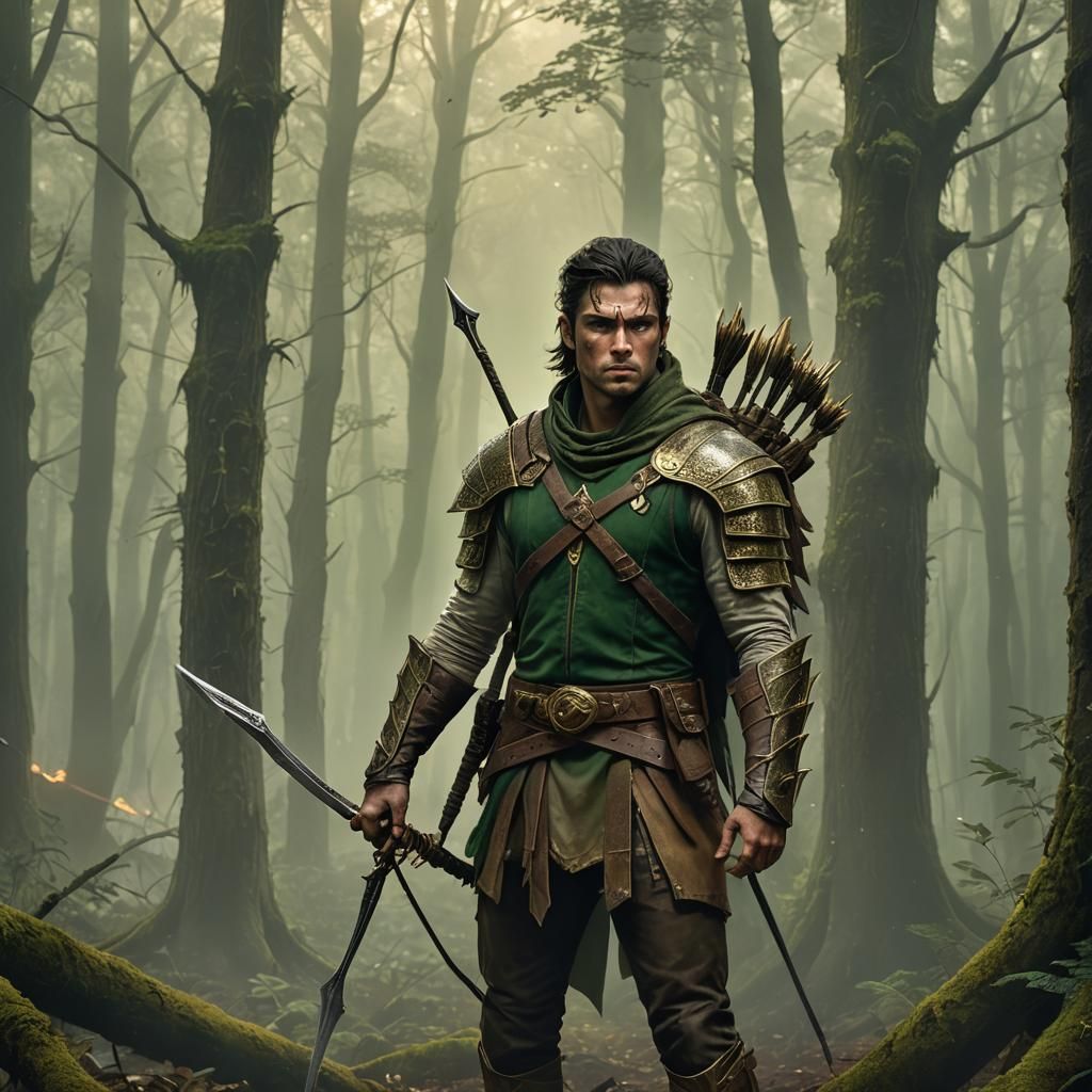 Warrior King in Misty Forest: Digital Concept Art