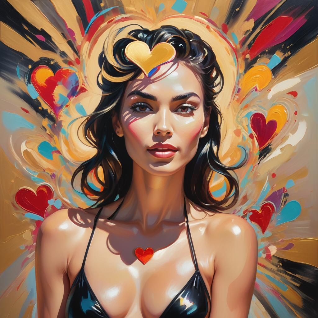 Woman in Swimwear Portrait with Heart Sign