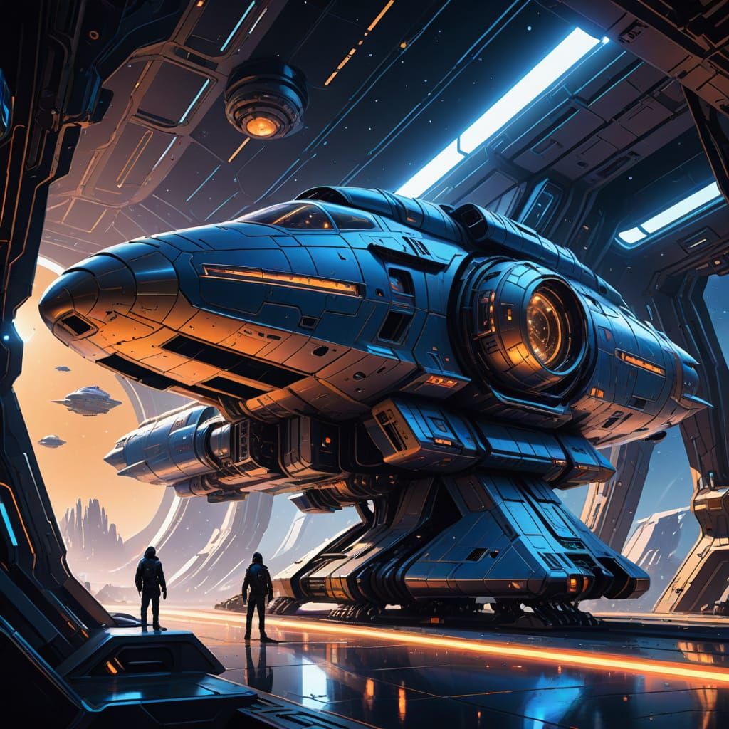 Stunning Low-Poly Spaceship Concept Art in 8K