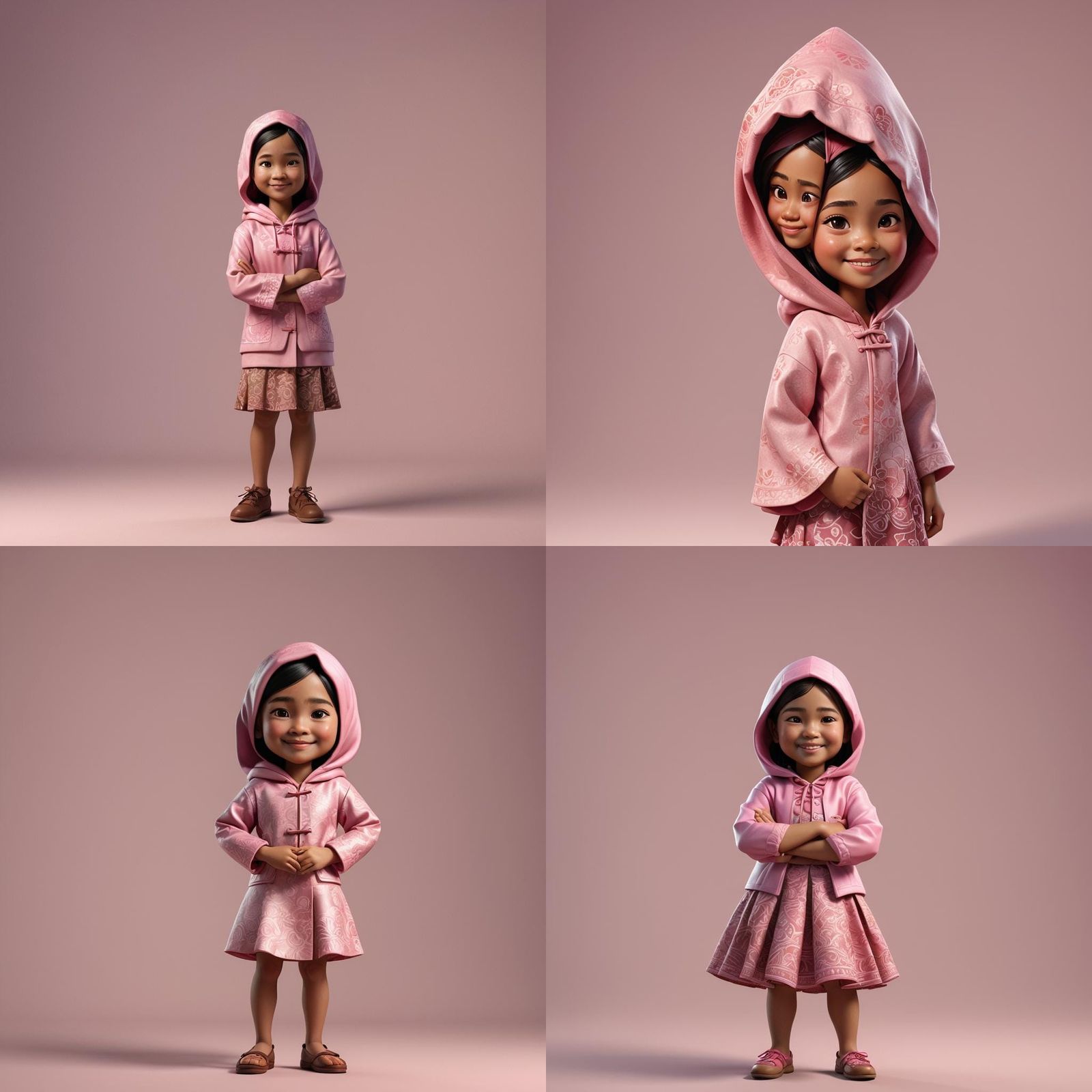 Hyperrealistic 3D Caricature of Indonesian Girl in Kebaya