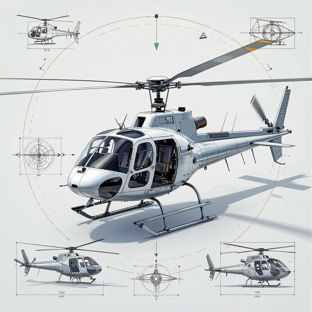 SA342 Gazelle Helicopter Blueprint Design