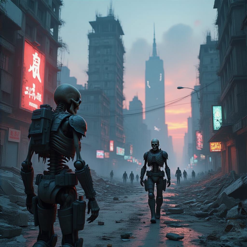 Futuristic City Ruled by Undead and Warrior in Twilight