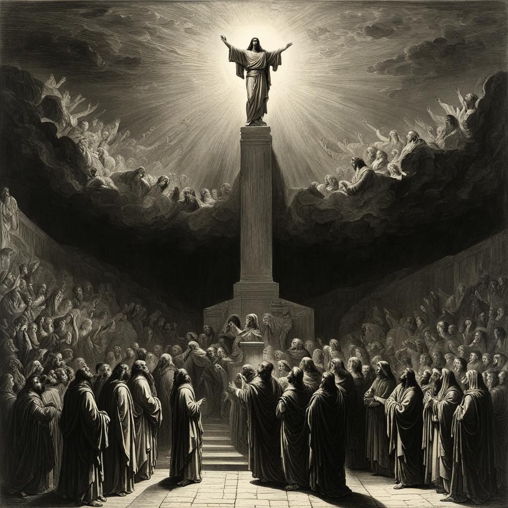 Ascension of Christ: Hyperdetailed Ink Drawing