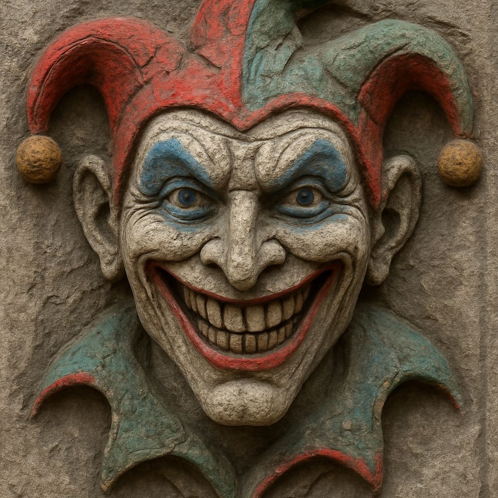 Painted Stone Carving of a Jester God