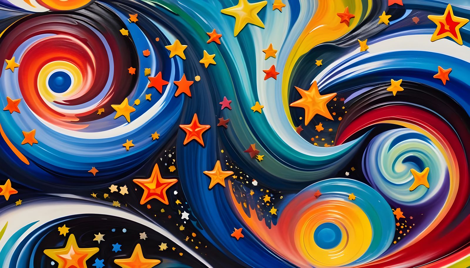 Abstract Expressionist Vortex Maelstroms in Opalescent Color...