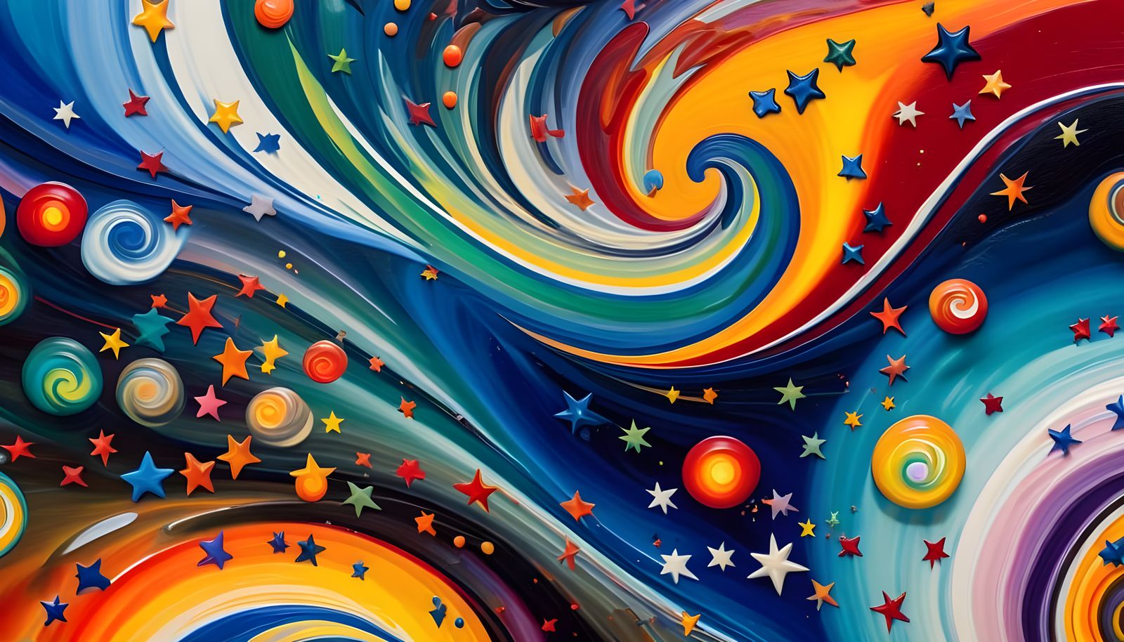 Abstract Expressionism Swirling Vortexes of Stars