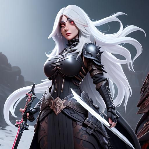 Warrior Woman with Skeleton Tattoo in Fantasy Art