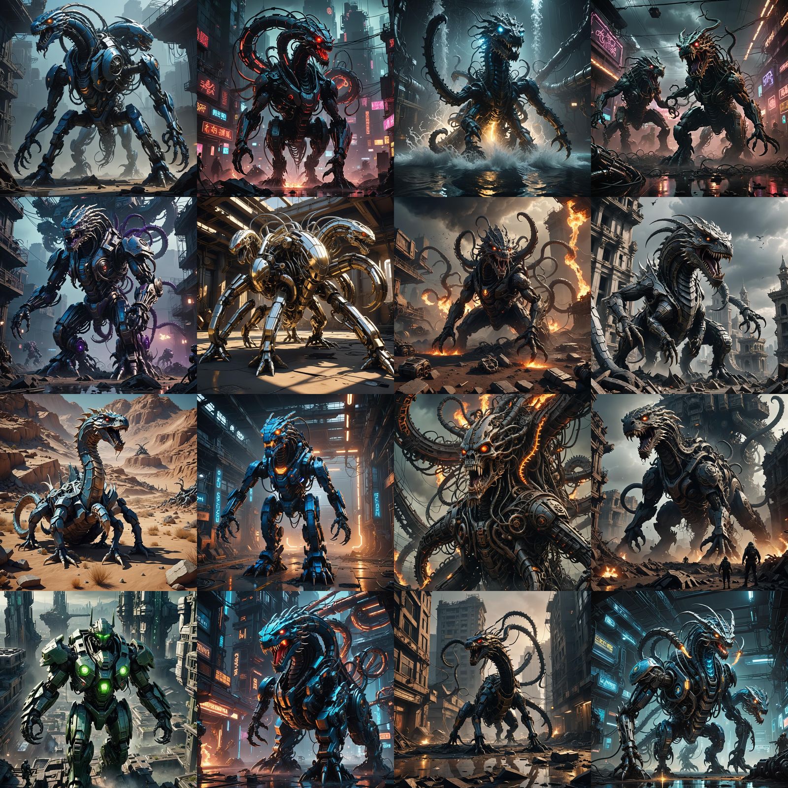 Mechanical Hydra of Death in Sci-Fi Style