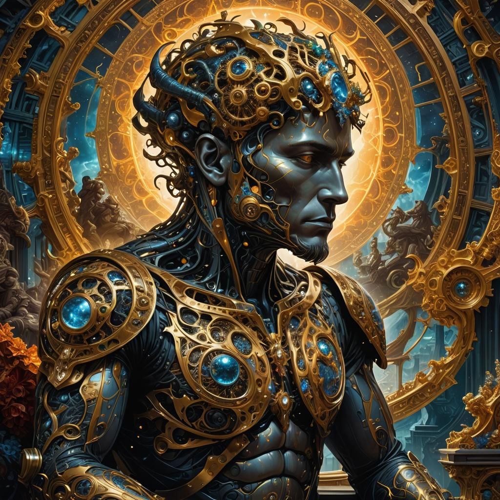Intricate Sci-Fi Fantasy Painting of a Mysterious Man