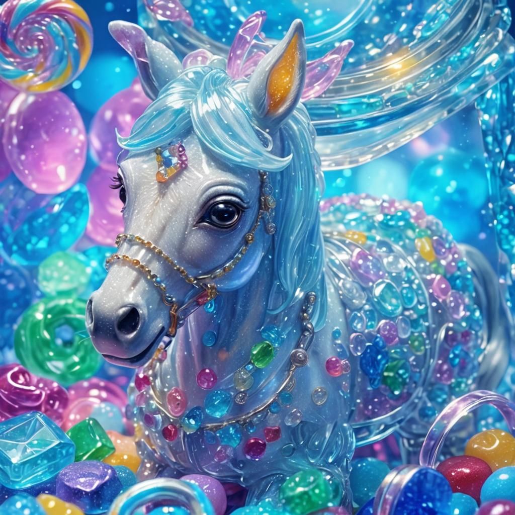 Bejeweled Miniature Horse in Candy Art Style