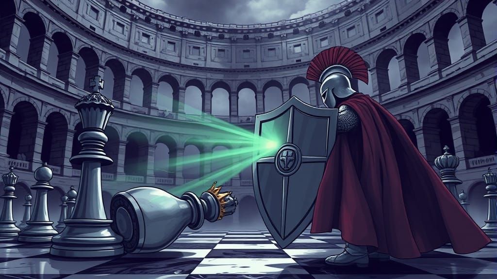 Epic Chess Battle in Roman Ruins