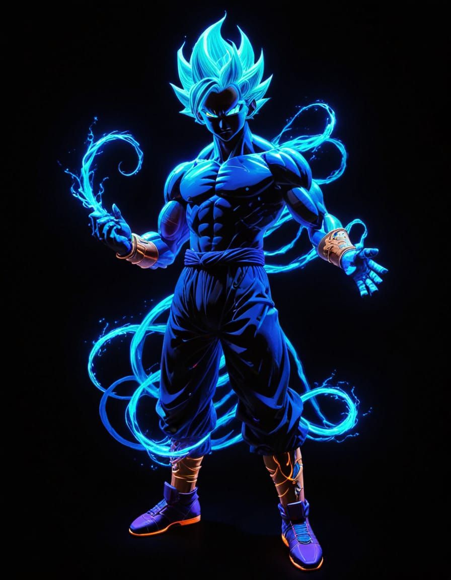 Vibrant DragonballZ Dragon in Neon Blacklight