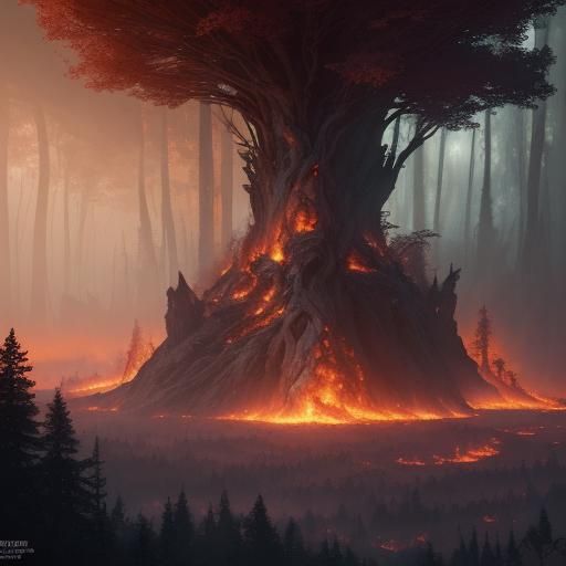 Fox in Forest Fire: Fantasy Concept Art