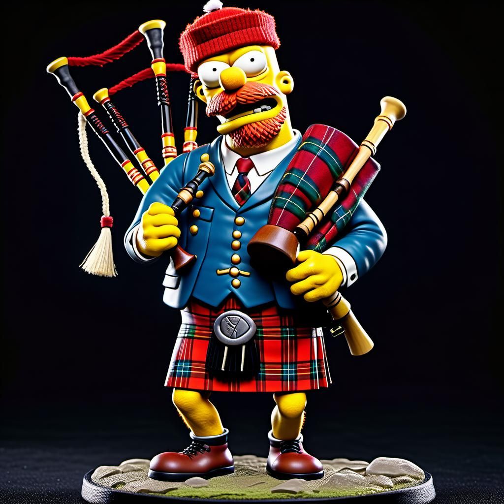 Hyper-realistic Groundskeeper Willie with Bagpipes