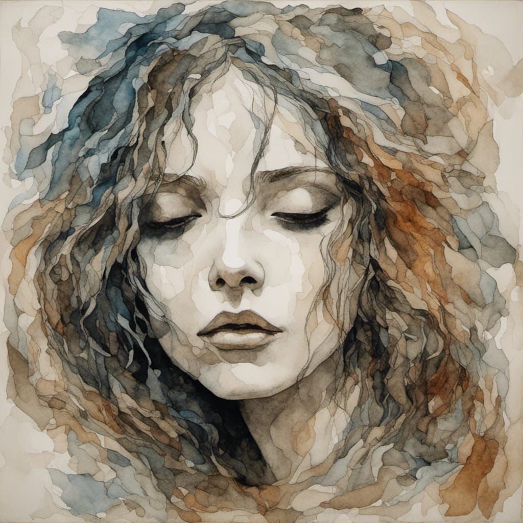 Salt Painting Portrait of a Beautiful Woman