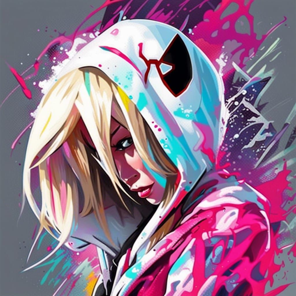 Spider-Gwen in Graffiti Splash Art Style
